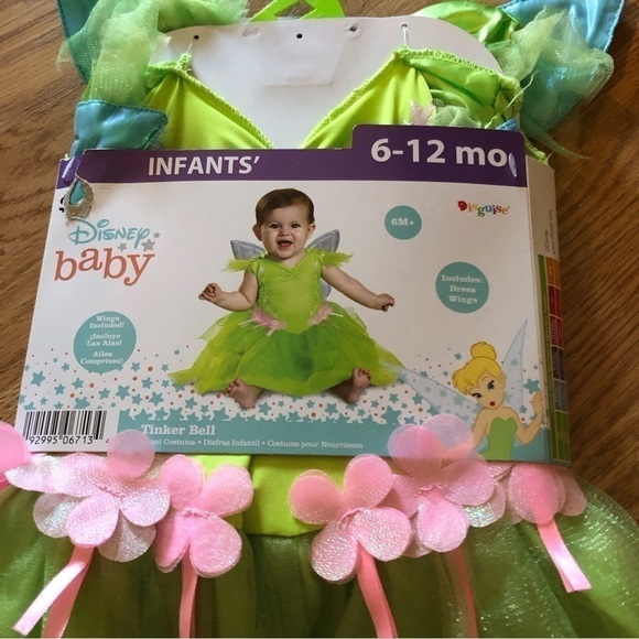 Disney Tinker Bell Costume NEW 6-12 mos Green Baby Kids Halloween Parks World - Picture 2 of 4